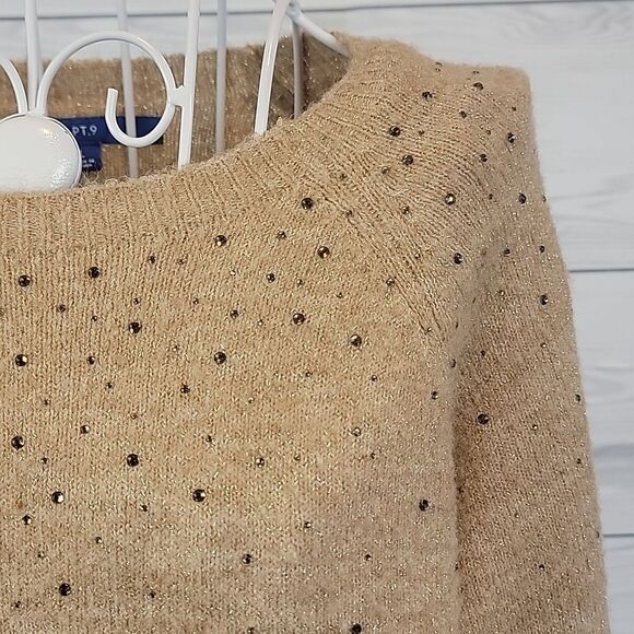 Apt. 9 pullover crewneck sweater in shimmering tan Size L - Picture 4 of 13